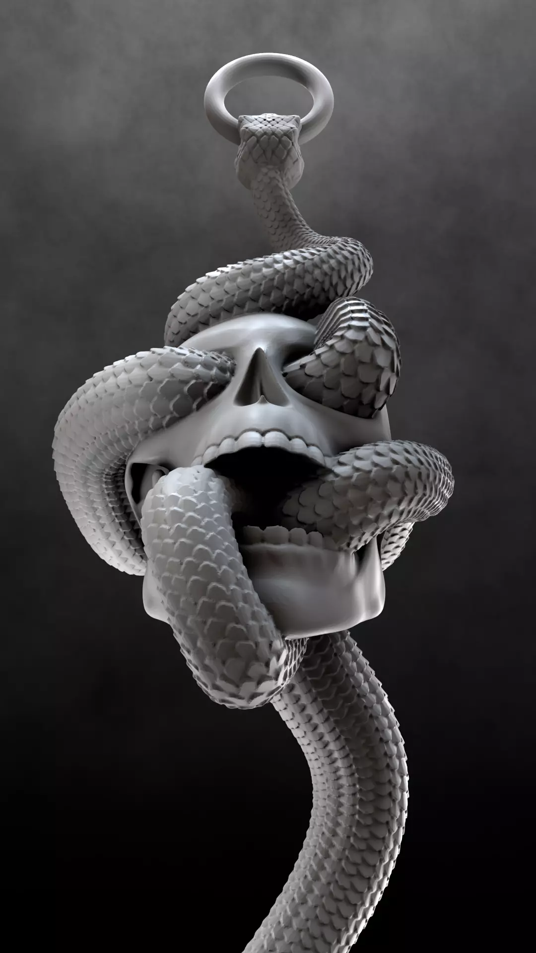 Skull Snake Charm sculpt 3d print 3D print model_12