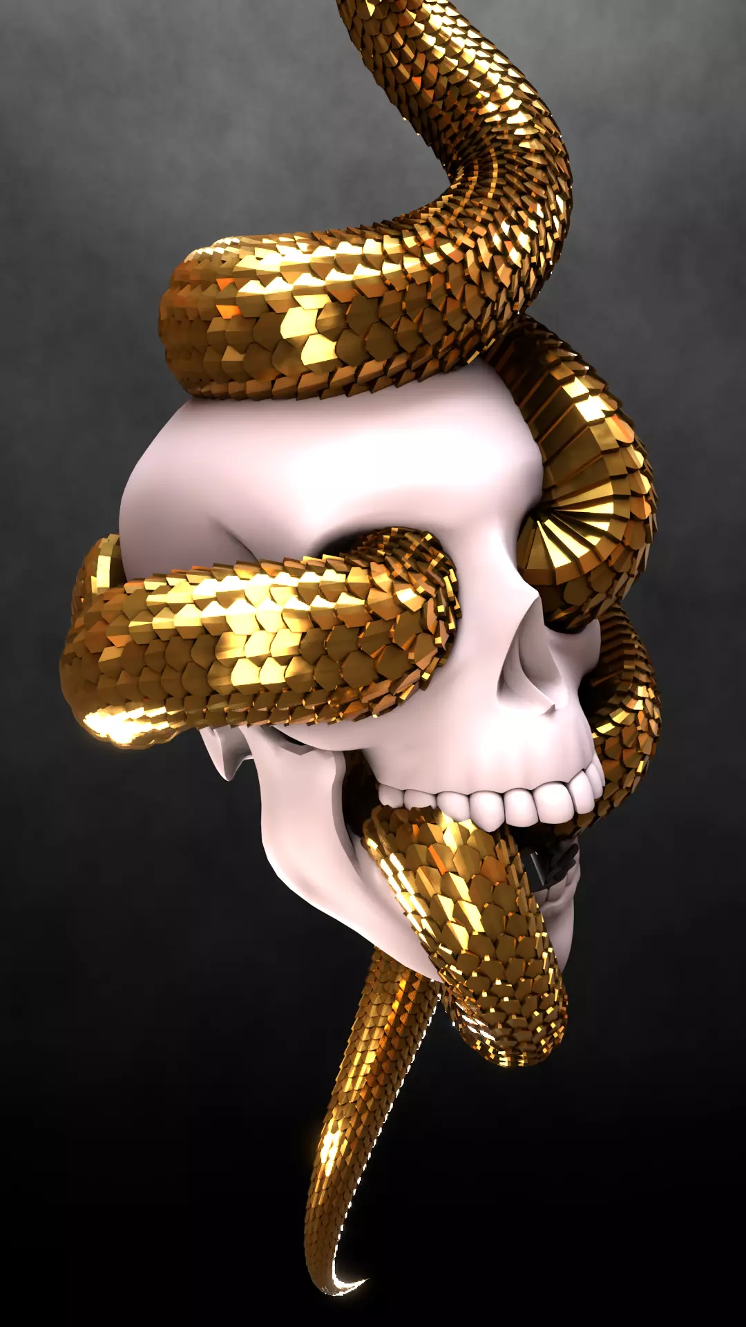 Skull Snake Charm sculpt 3d print 3D print model_8
