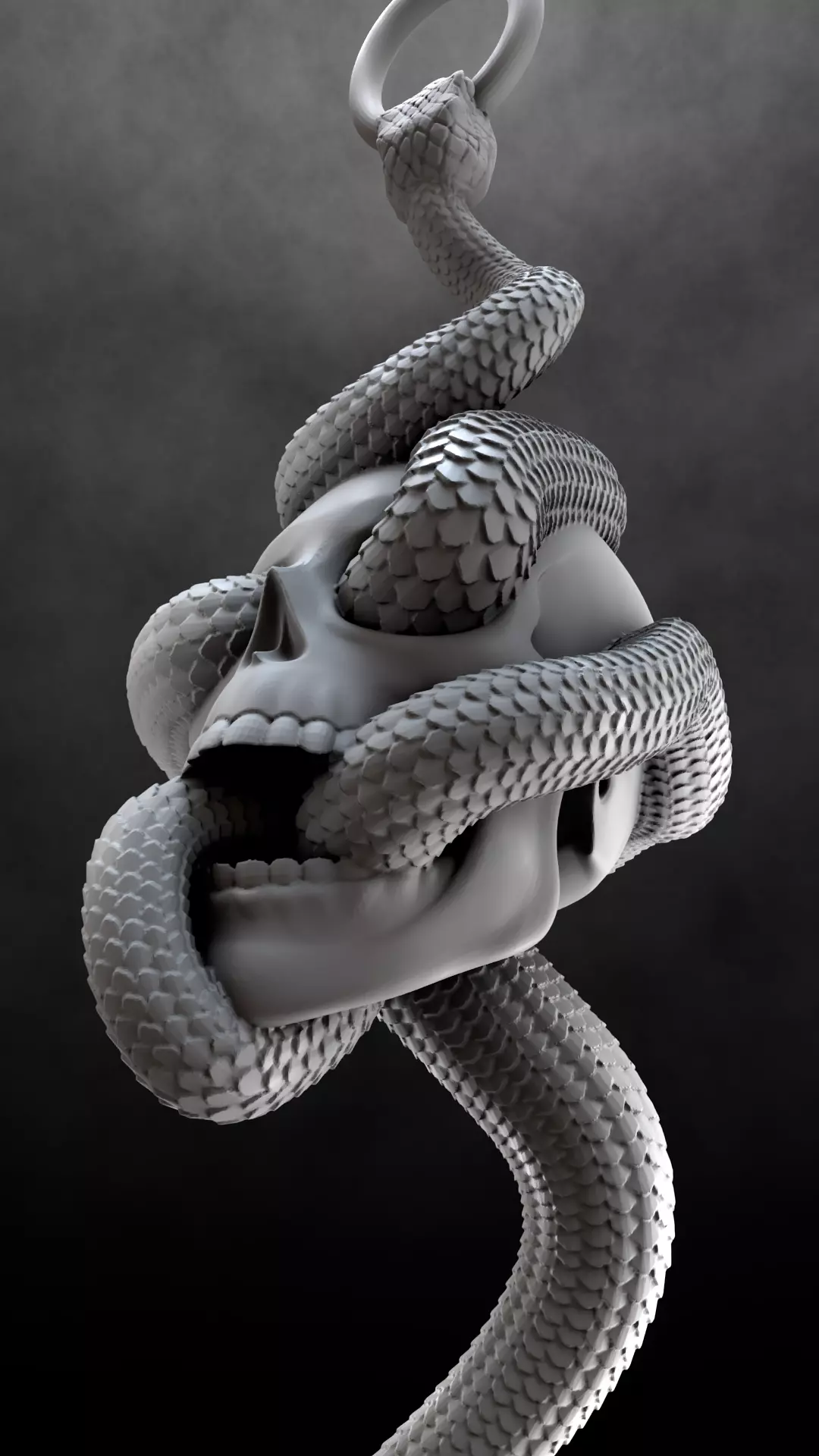 Skull Snake Charm sculpt 3d print 3D print model_14