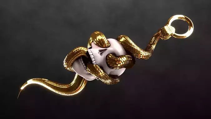 Skull Snake Charm sculpt 3d print 3D print model