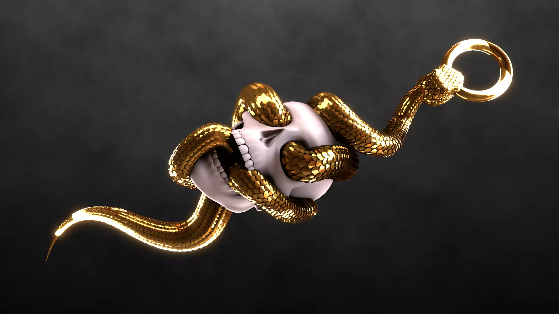 Skull Snake Charm sculpt 3d print 3D print model_0