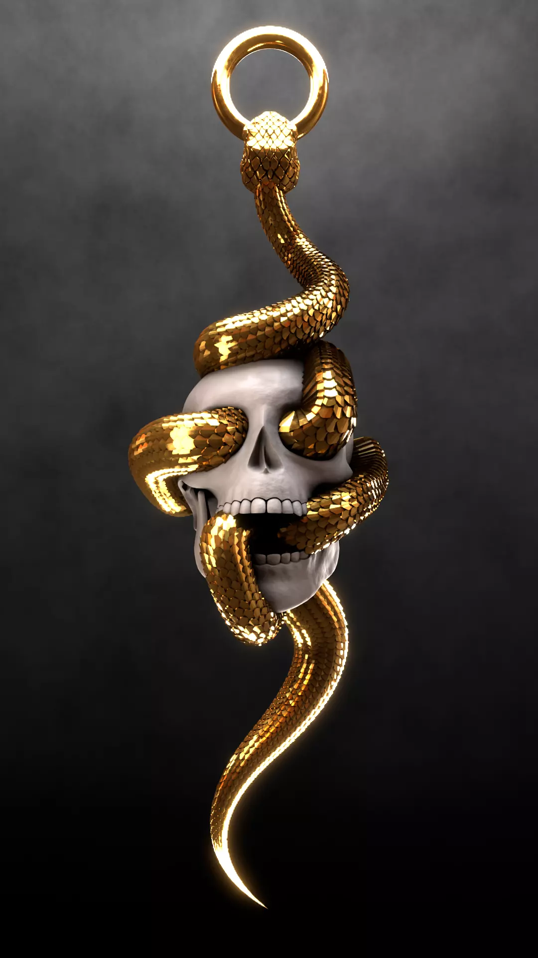 Skull Snake Charm sculpt 3d print 3D print model_2