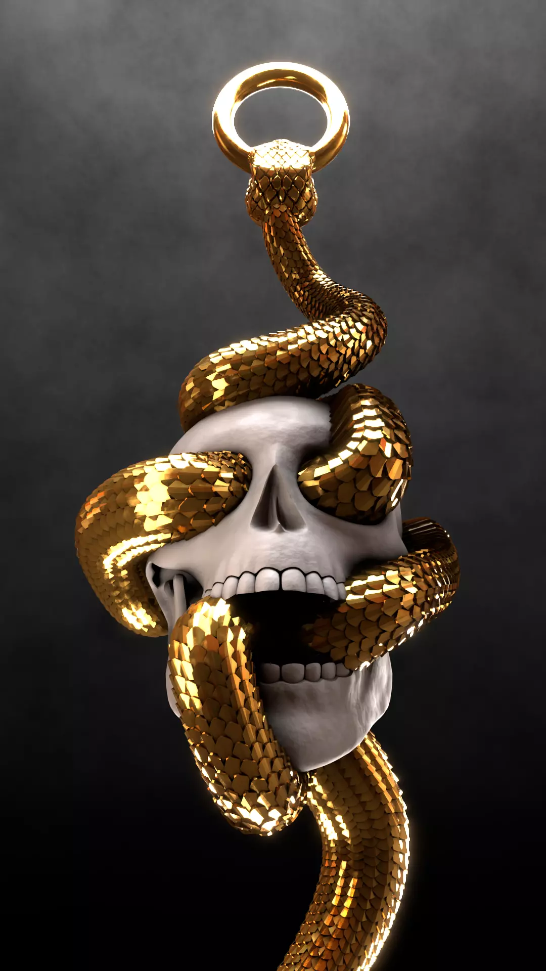 Skull Snake Charm sculpt 3d print 3D print model_4