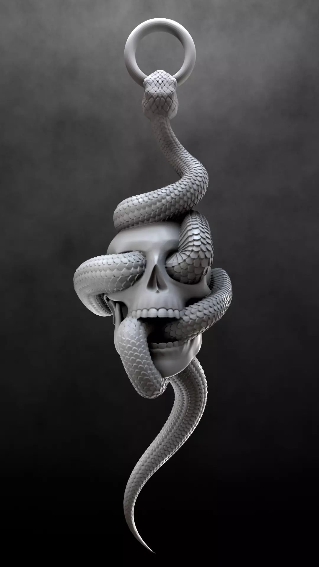 Skull Snake Charm sculpt 3d print 3D print model_11