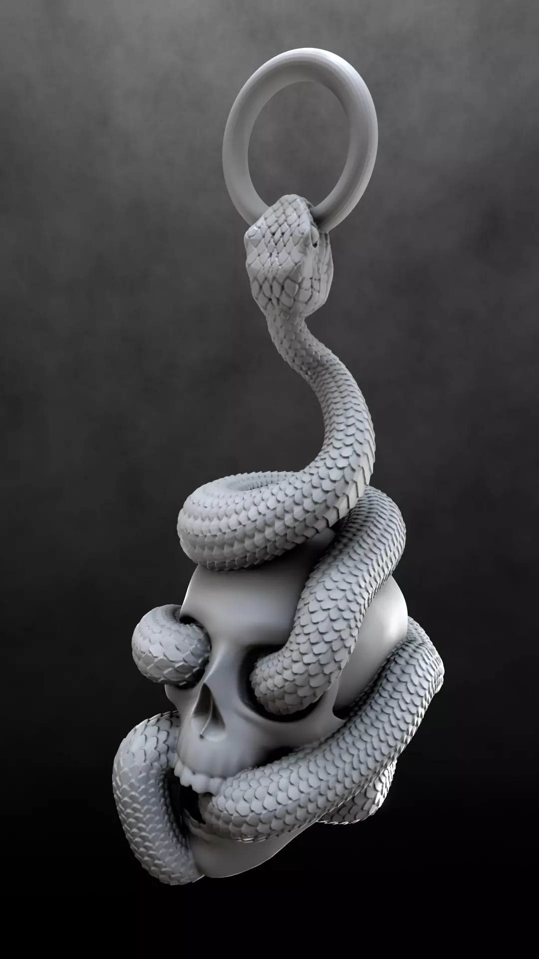 Skull Snake Charm sculpt 3d print 3D print model_17