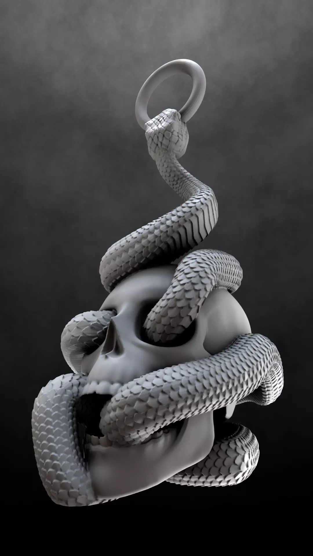 Skull Snake Charm sculpt 3d print 3D print model_22