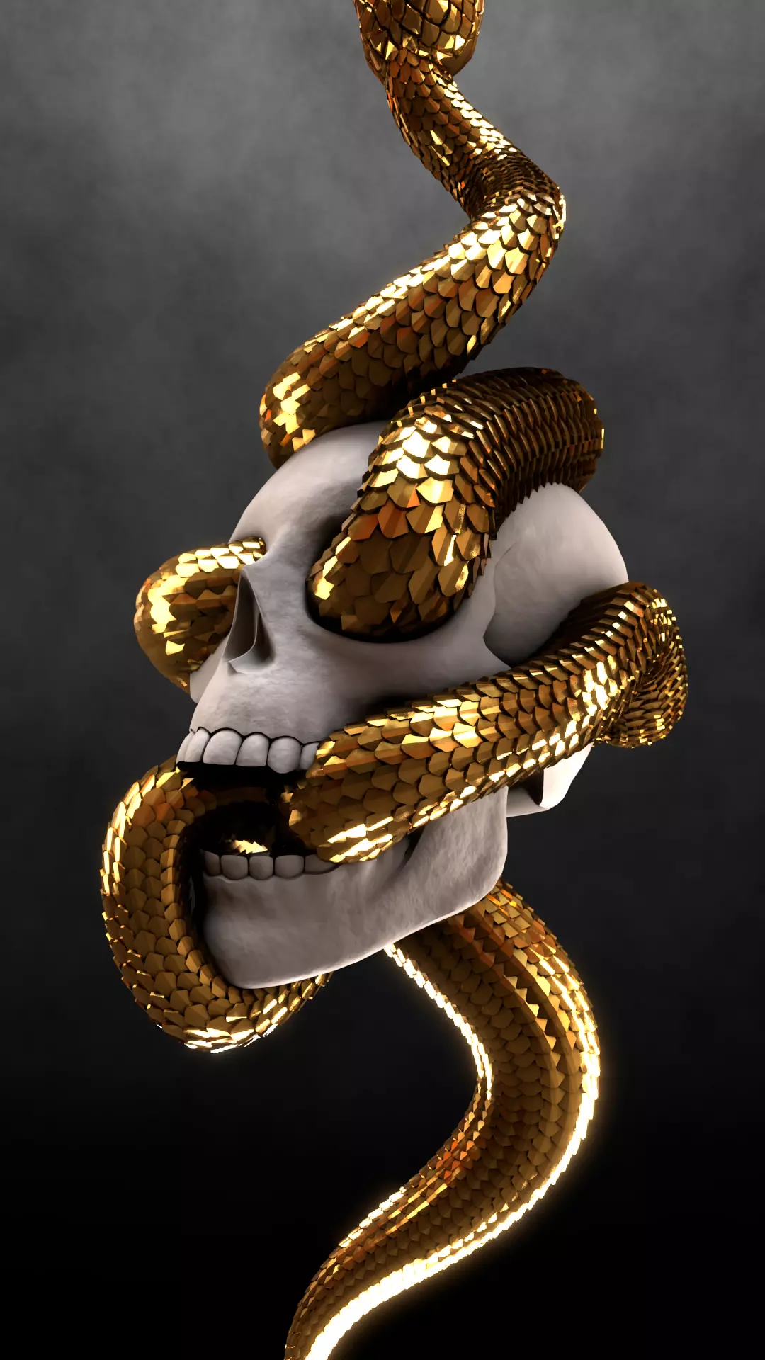 Skull Snake Charm sculpt 3d print 3D print model_5