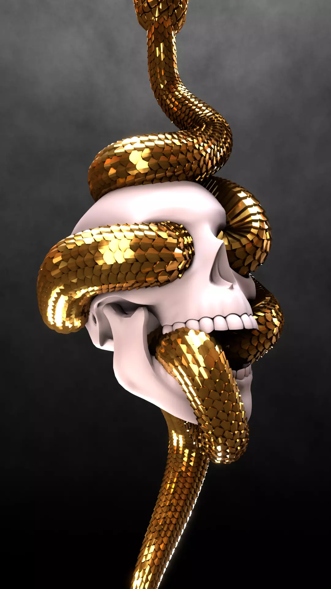 Skull Snake Charm sculpt 3d print 3D print model_7