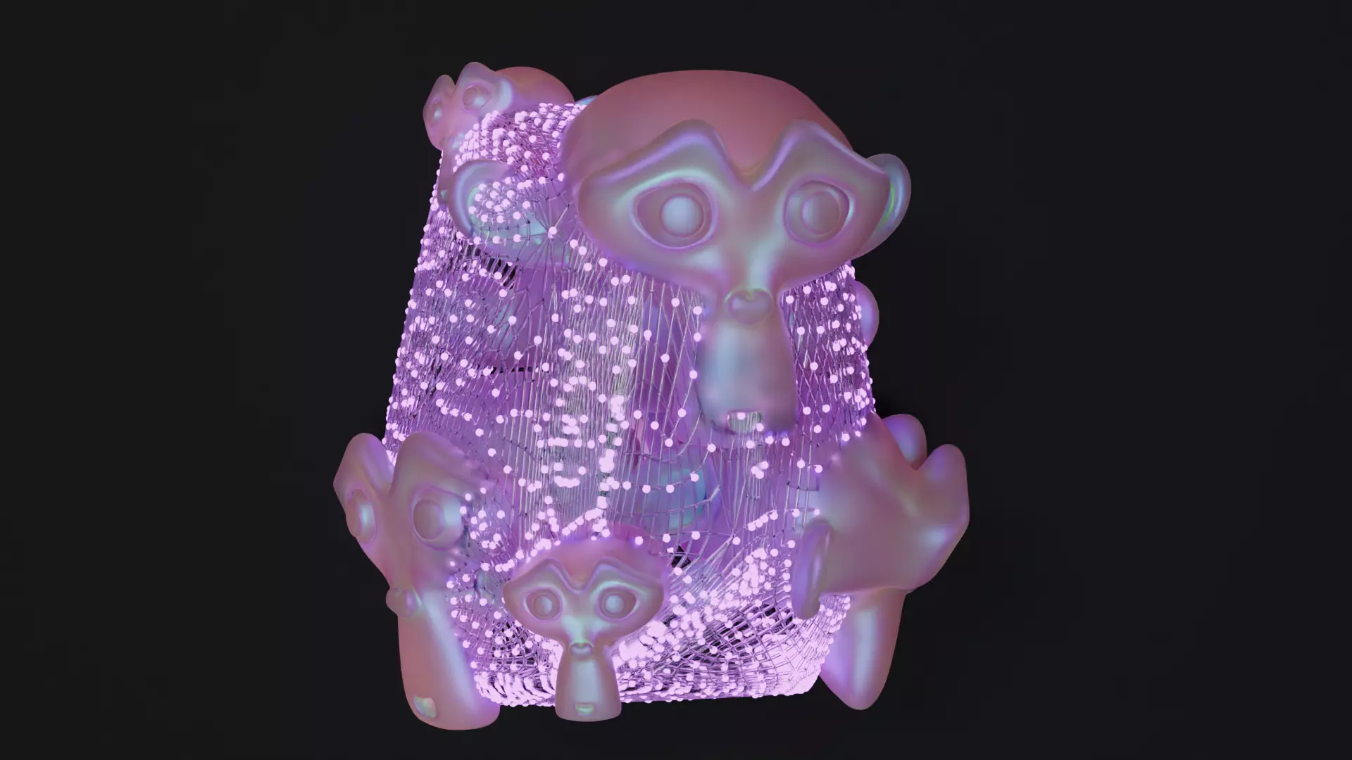 Concept monkey music art cover Low-poly 3D model