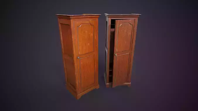 Vintage Wooden Wardrobe Low-poly 3D model