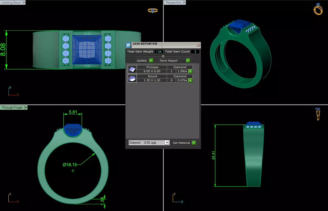 Ring for men-3D print model-Diamond ring 3D print model_1