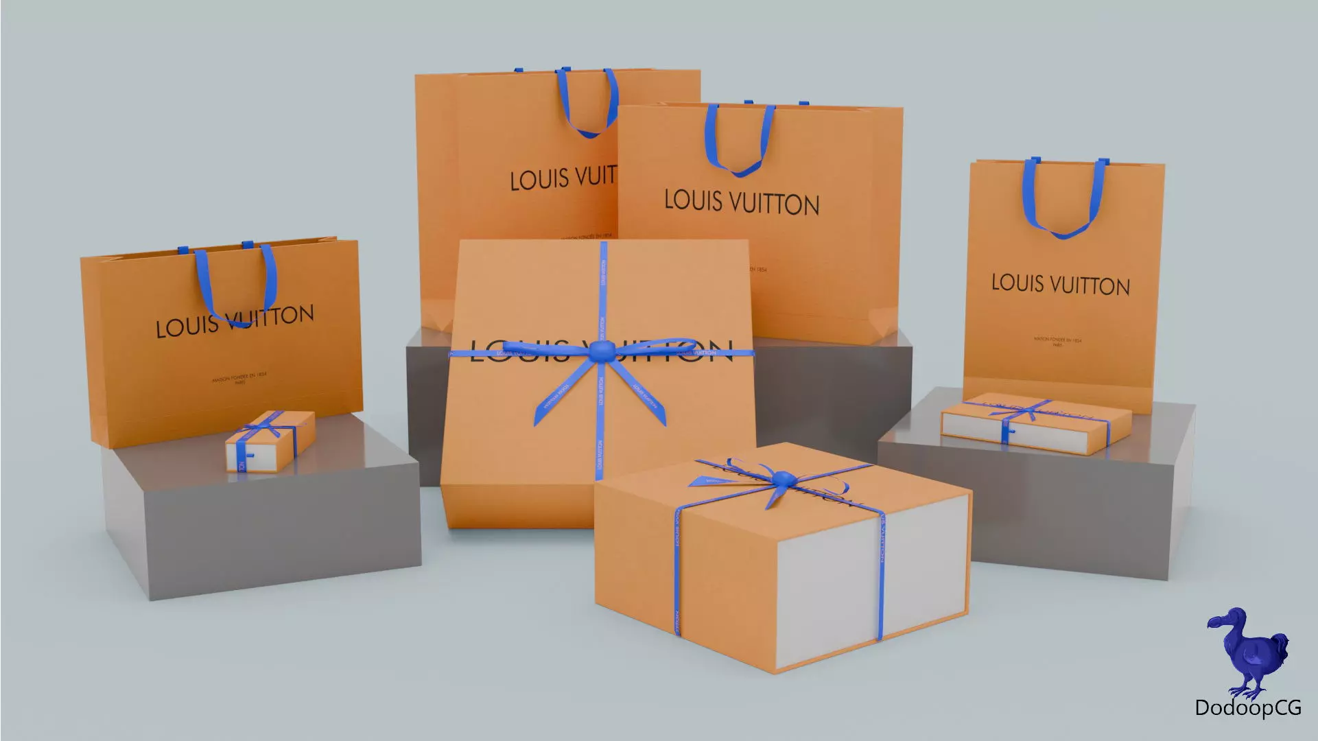 Louis Vuitton Shopping Bag - Luxury 3D Packaging Model Low-poly 3D model_0