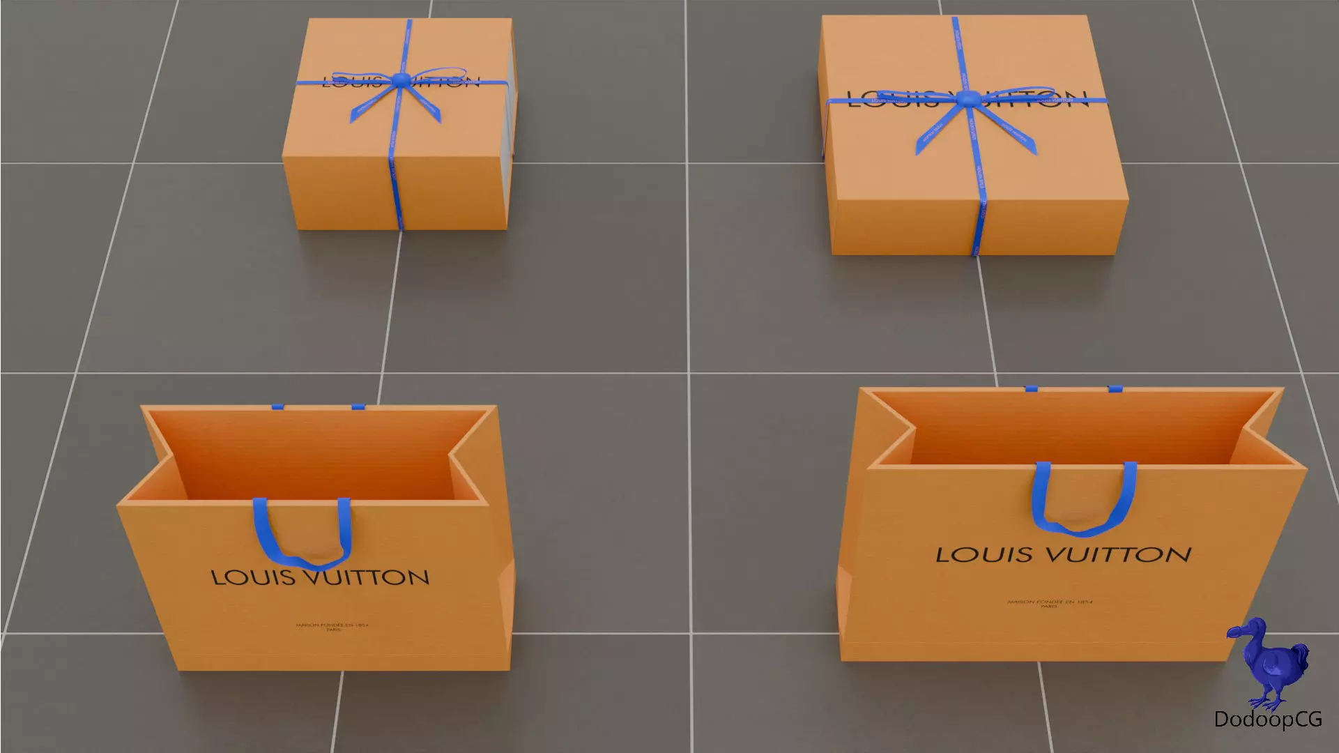 Louis Vuitton Shopping Bag - Luxury 3D Packaging Model Low-poly 3D model_22