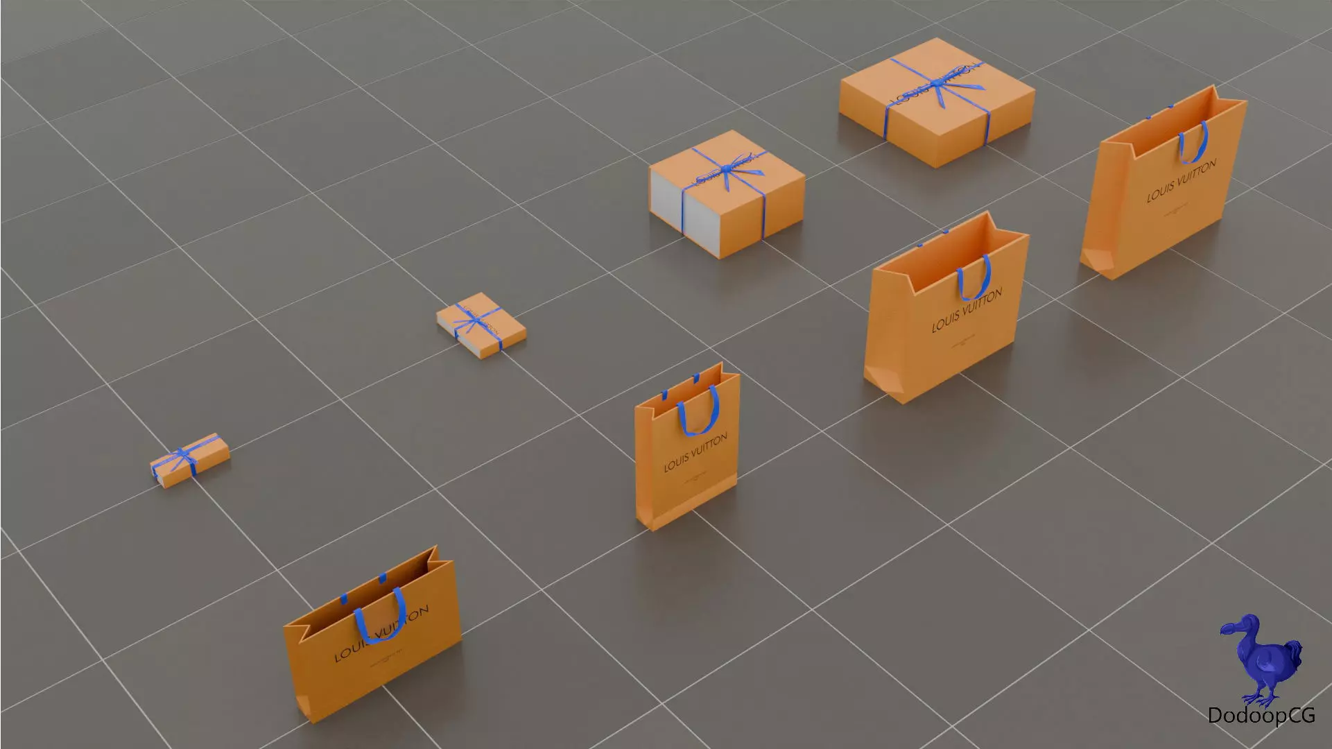 Louis Vuitton Shopping Bag - Luxury 3D Packaging Model Low-poly 3D model_8