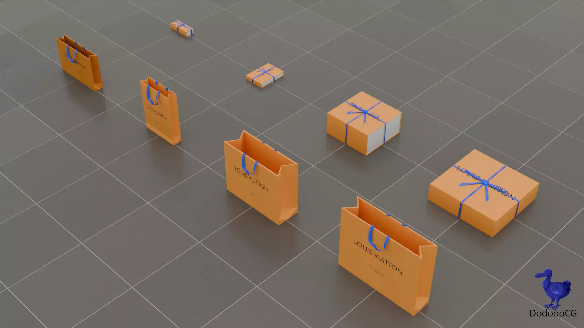 Louis Vuitton Shopping Bag - Luxury 3D Packaging Model Low-poly 3D model_5