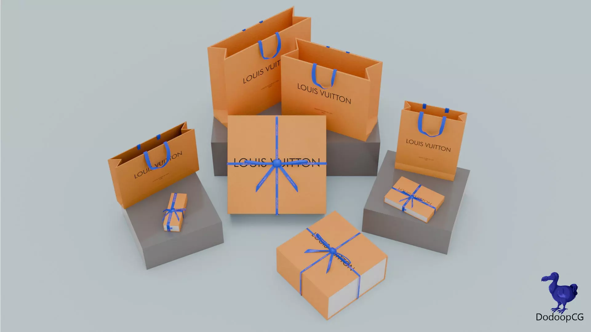 Louis Vuitton Shopping Bag - Luxury 3D Packaging Model Low-poly 3D model_2