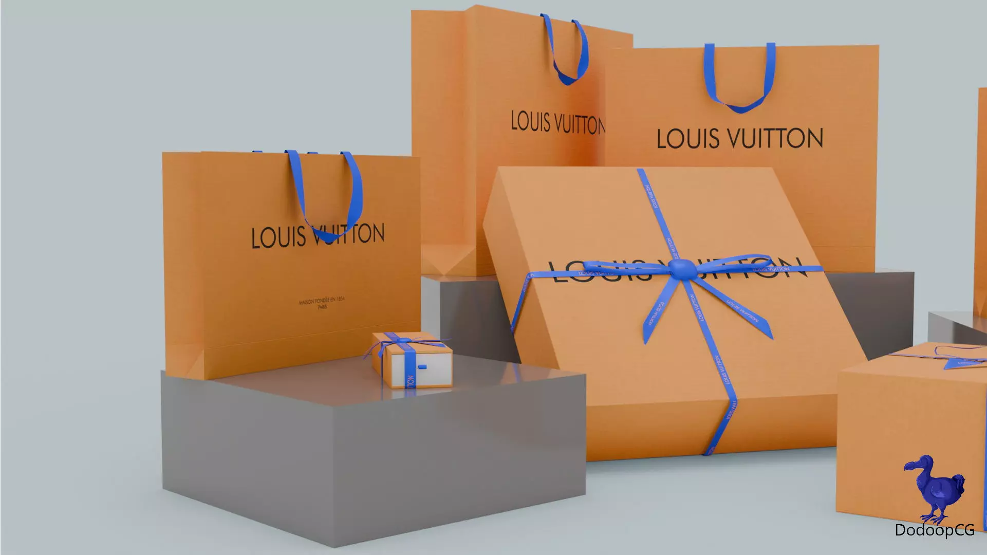 Louis Vuitton Shopping Bag - Luxury 3D Packaging Model Low-poly 3D model_3
