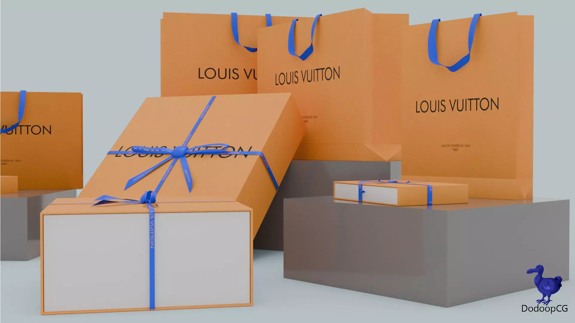 Louis Vuitton Shopping Bag - Luxury 3D Packaging Model Low-poly 3D model_4