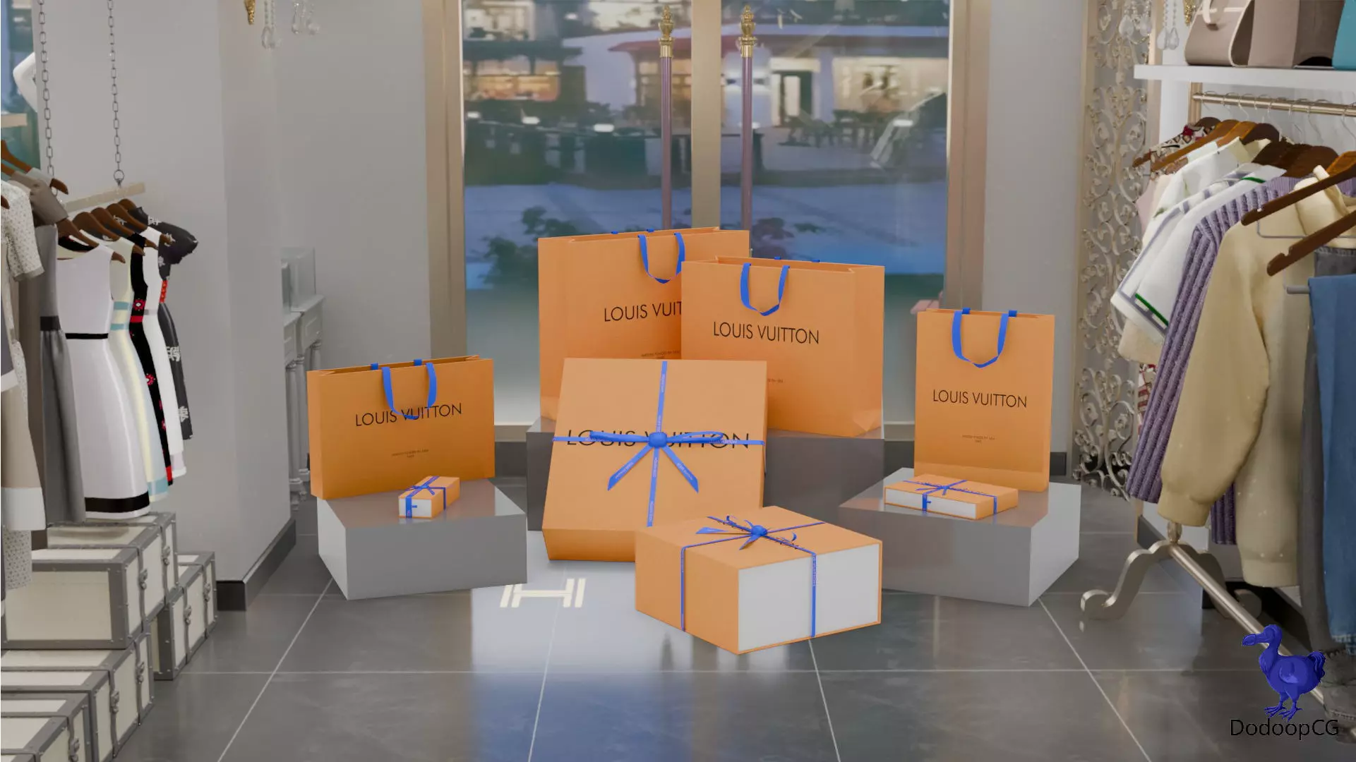 Louis Vuitton Shopping Bag - Luxury 3D Packaging Model Low-poly 3D model_1