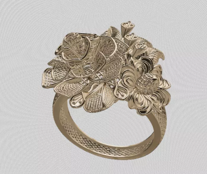 Elysian Bloom Ring 5gm 3D print model_3