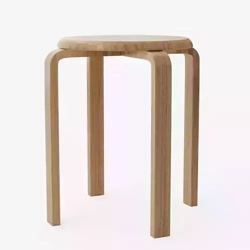 Round Wooden Stool 3D model