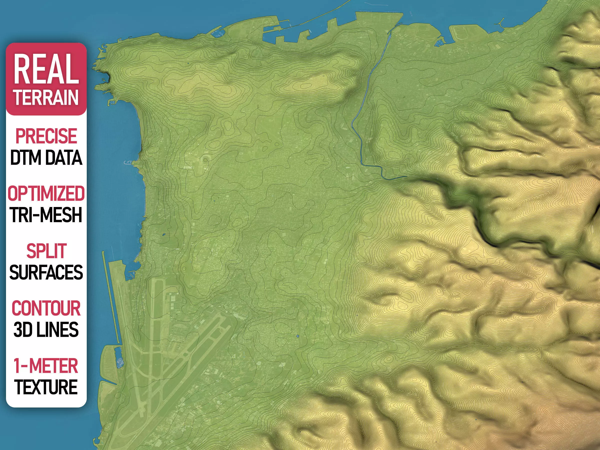 Beirut - Topography Terrain Low-poly 3D model_0