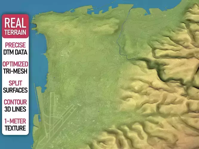 Beirut - Topography Terrain Low-poly 3D model