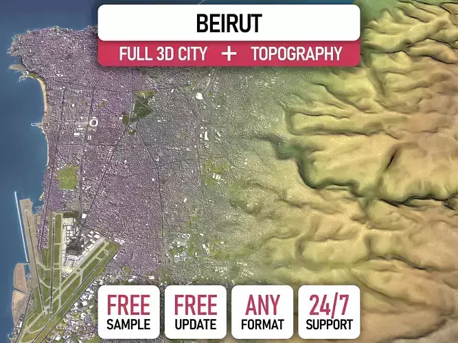Beirut - Topography Terrain 3D City 3D Model Collection