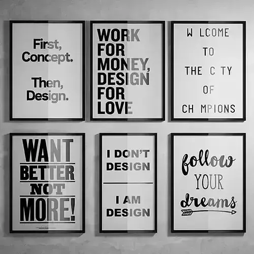 Frames 1 six empty on concrete wall