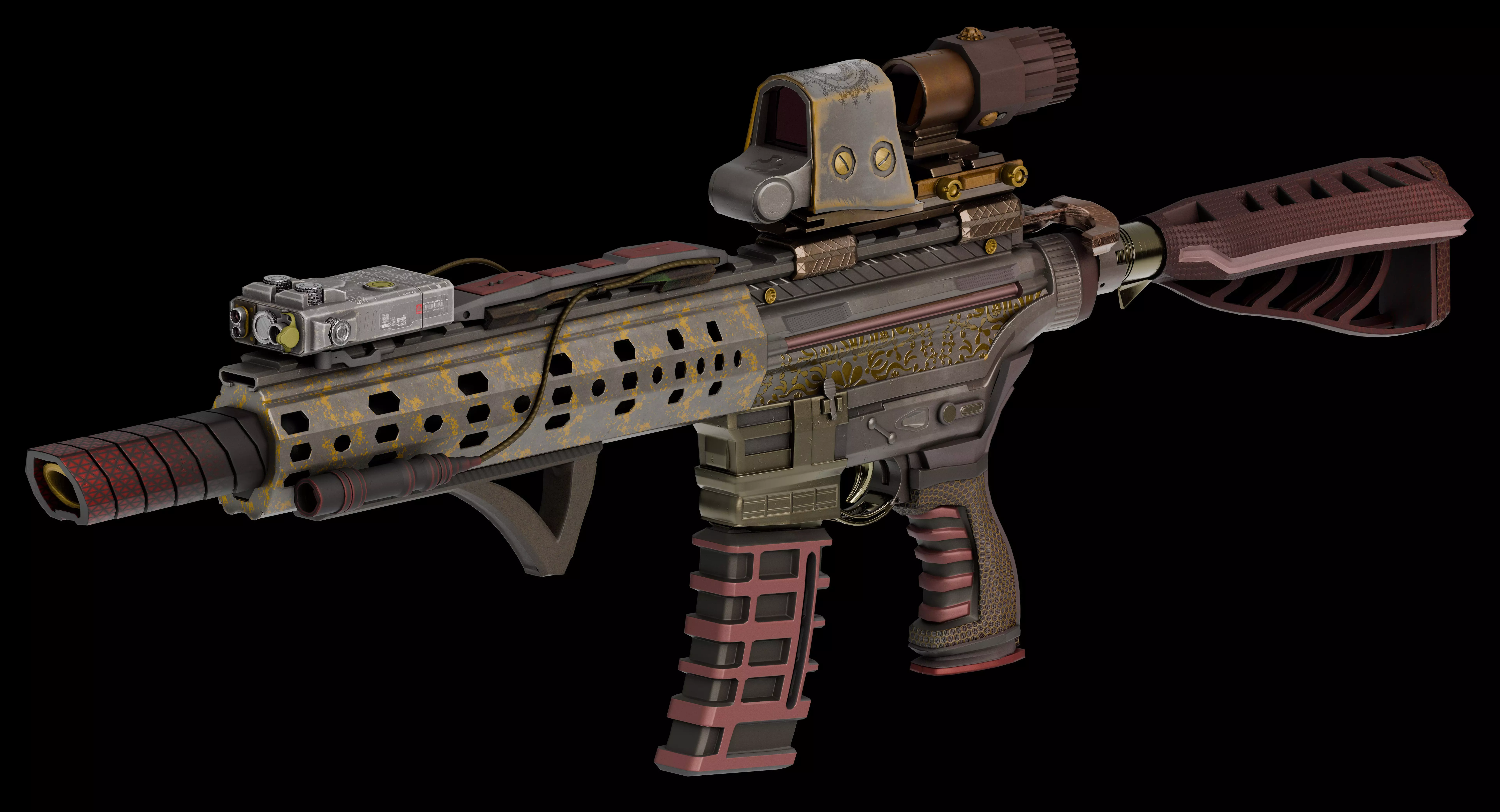 Futuristic Tactical Rifle 3D Model Low-poly 3D model