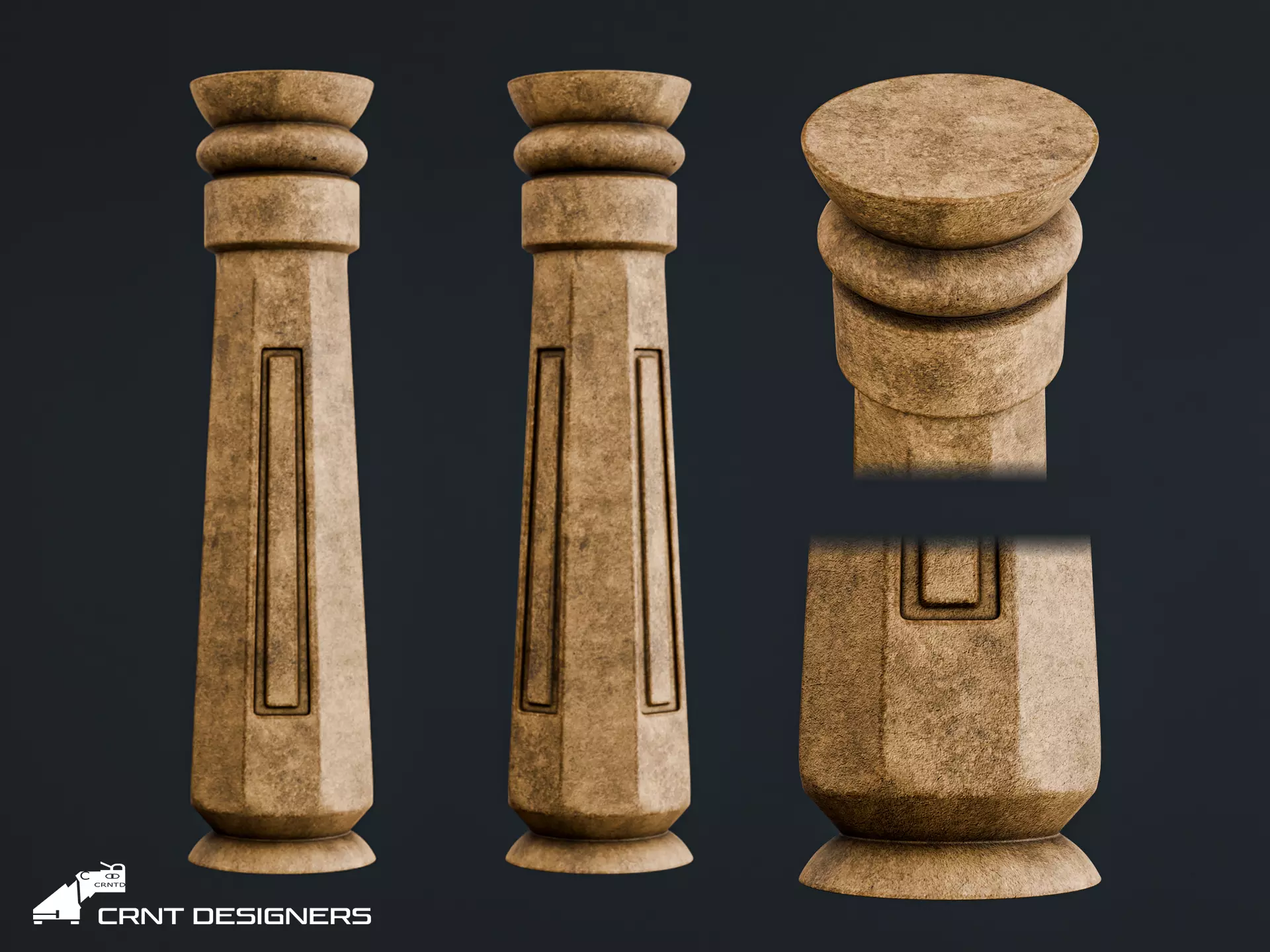 Ancient Temple Pillar - Stone Architectural Column 3D model_0
