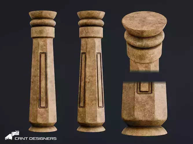 Ancient Temple Pillar - Stone Architectural Column 3D model