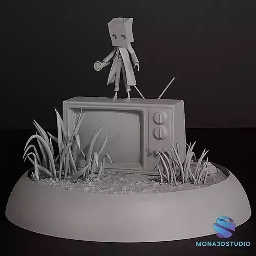 3D Diorama of Mono on Vintage TV 3D print model