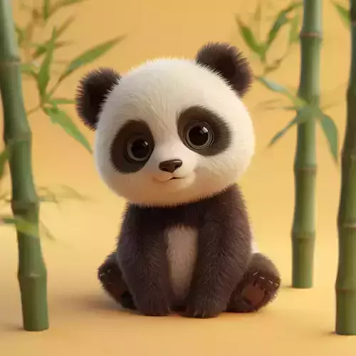 Adorable Baby Panda 3D Model