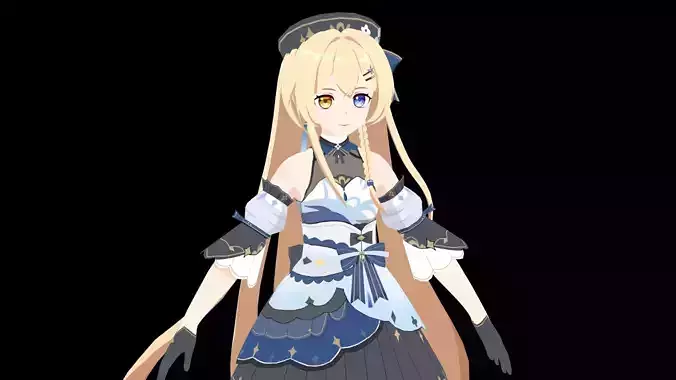 Anime Style Girl 3D Character Model    Magical Outfit   Unrigged