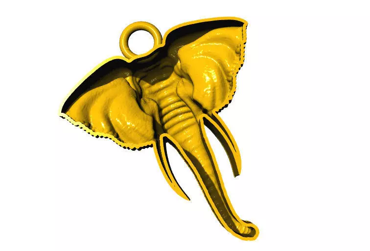 Elephant Face Pendent   3D print model_5