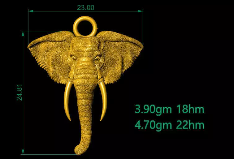 Elephant Face Pendent   3D print model_1
