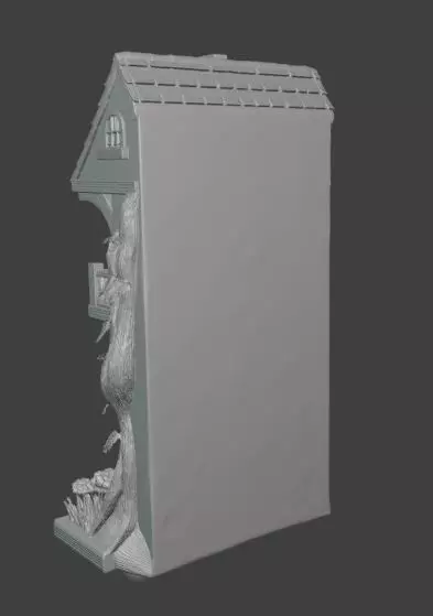 Fairy Cottage Wall Art 3D Fantasy House with Tree and Balcony 3D print model_2