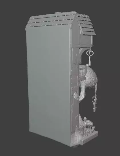 Fairy Cottage Wall Art 3D Fantasy House with Tree and Balcony 3D print model_3