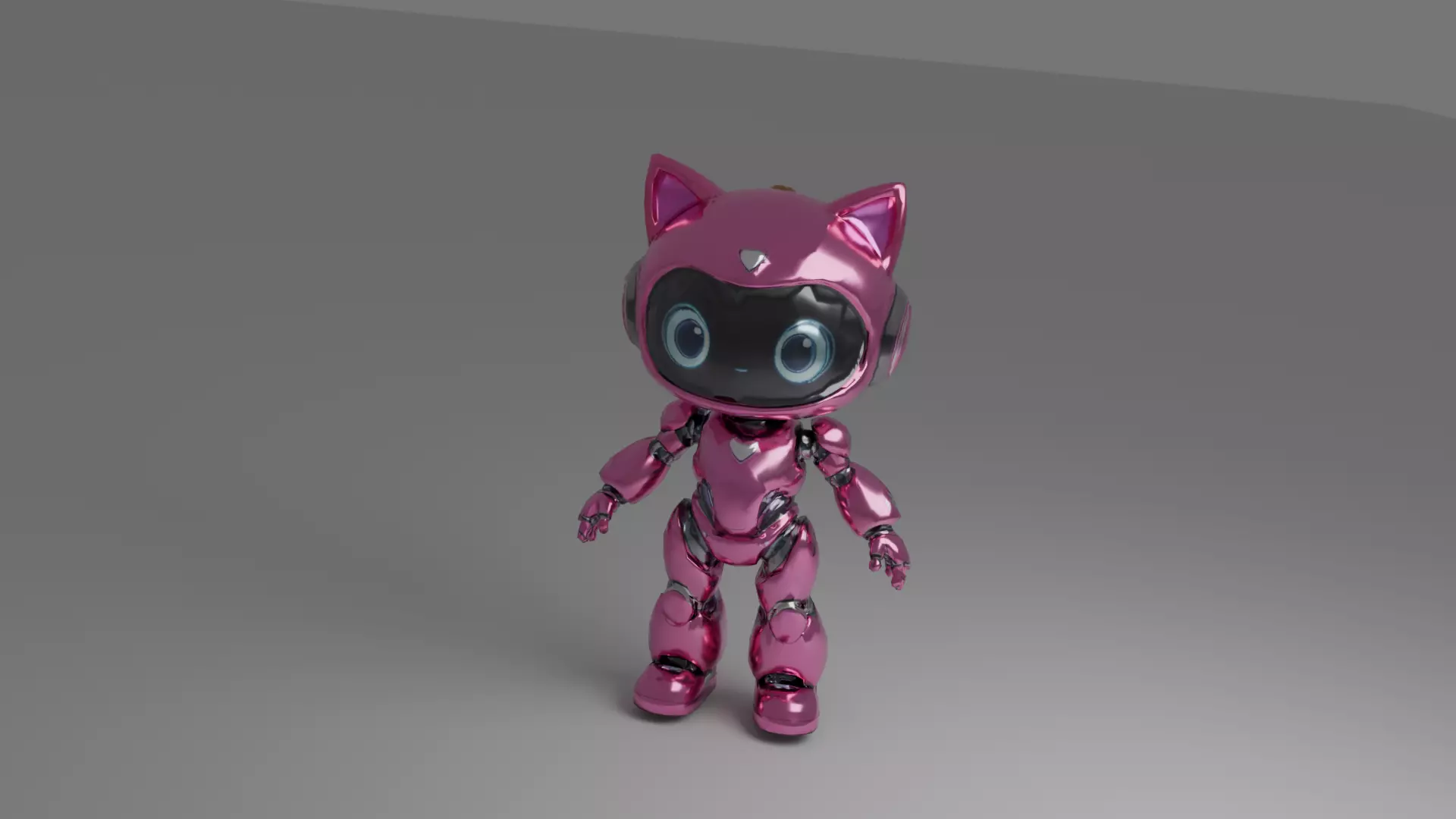 Low-Poly Pink Robot Cat Girl 13k Faces Low-poly 3D model_0