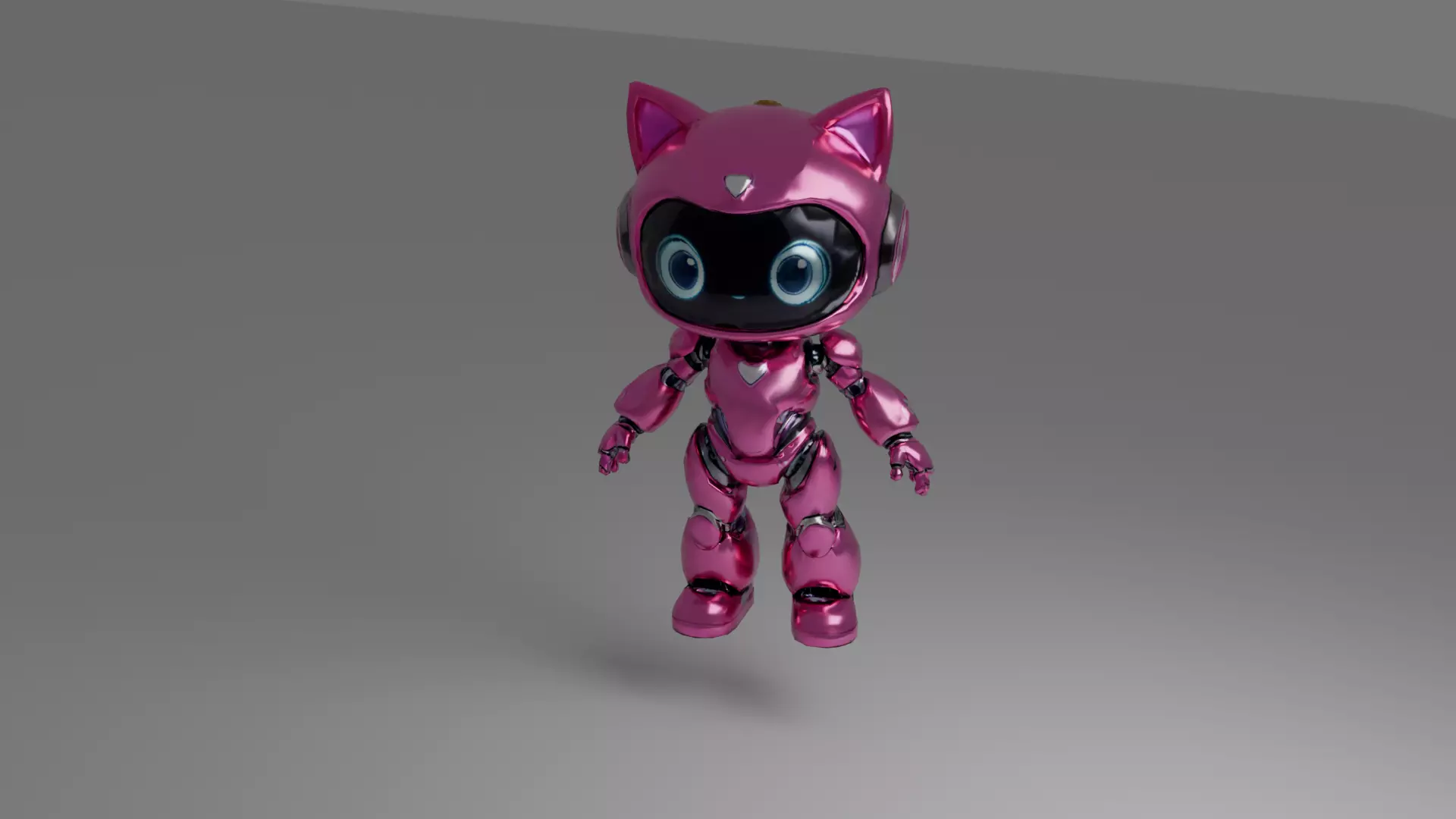 Low-Poly Pink Robot Cat Girl 13k Faces Low-poly 3D model_6