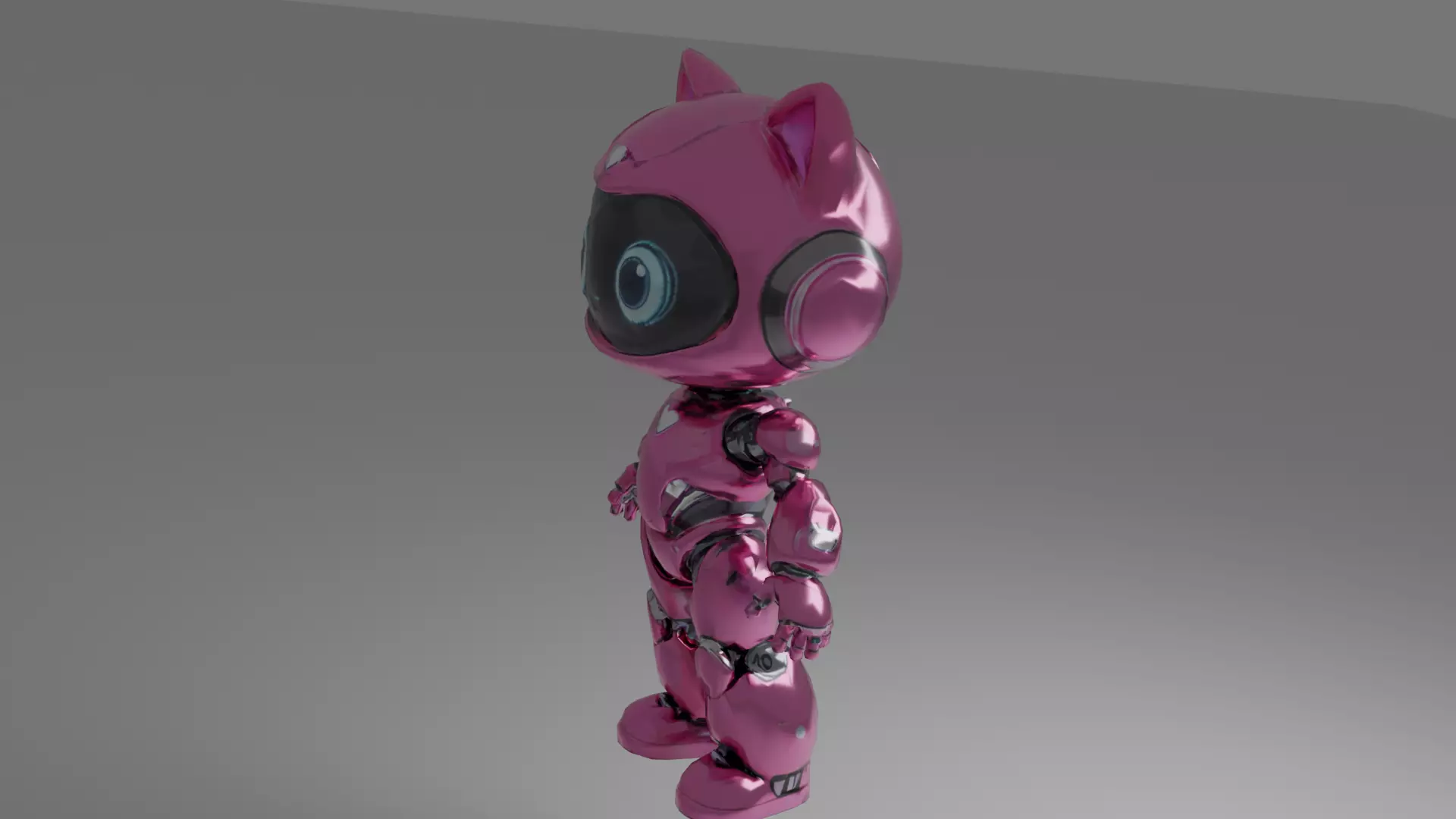 Low-Poly Pink Robot Cat Girl 13k Faces Low-poly 3D model_2