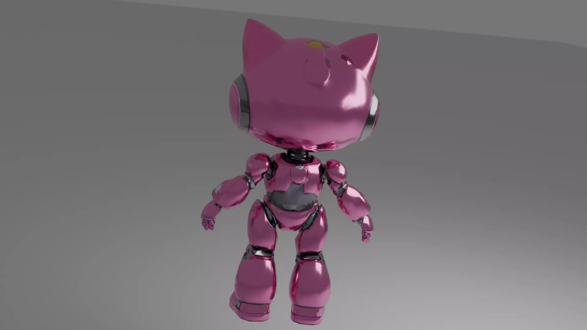 Low-Poly Pink Robot Cat Girl 13k Faces Low-poly 3D model_3