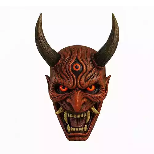 Japanese Hannya Mask The Third Eye Oni Red Devil toy 3D print model