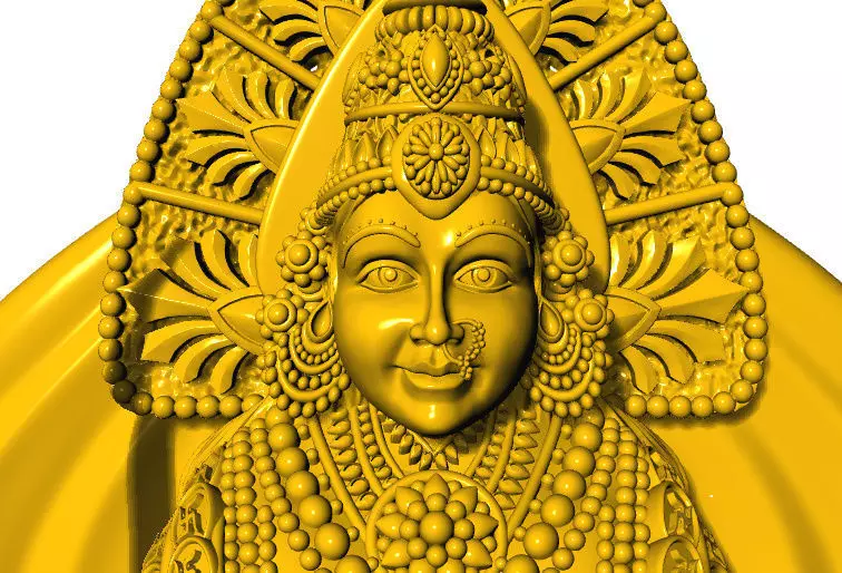 Mahalaxmi 3D idol 3D print model_2
