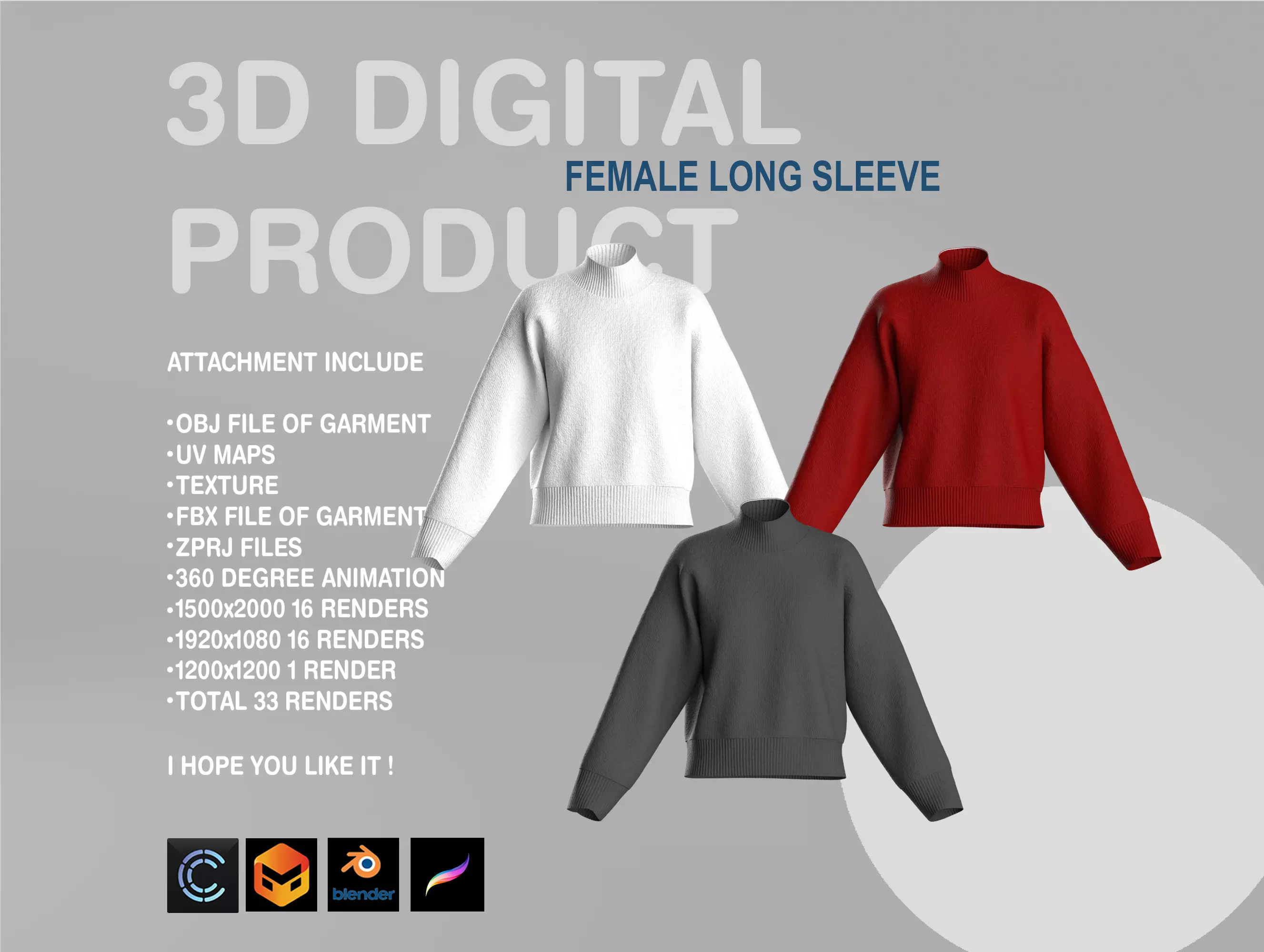 FEMALE KNIT JUMPER 3D model_0