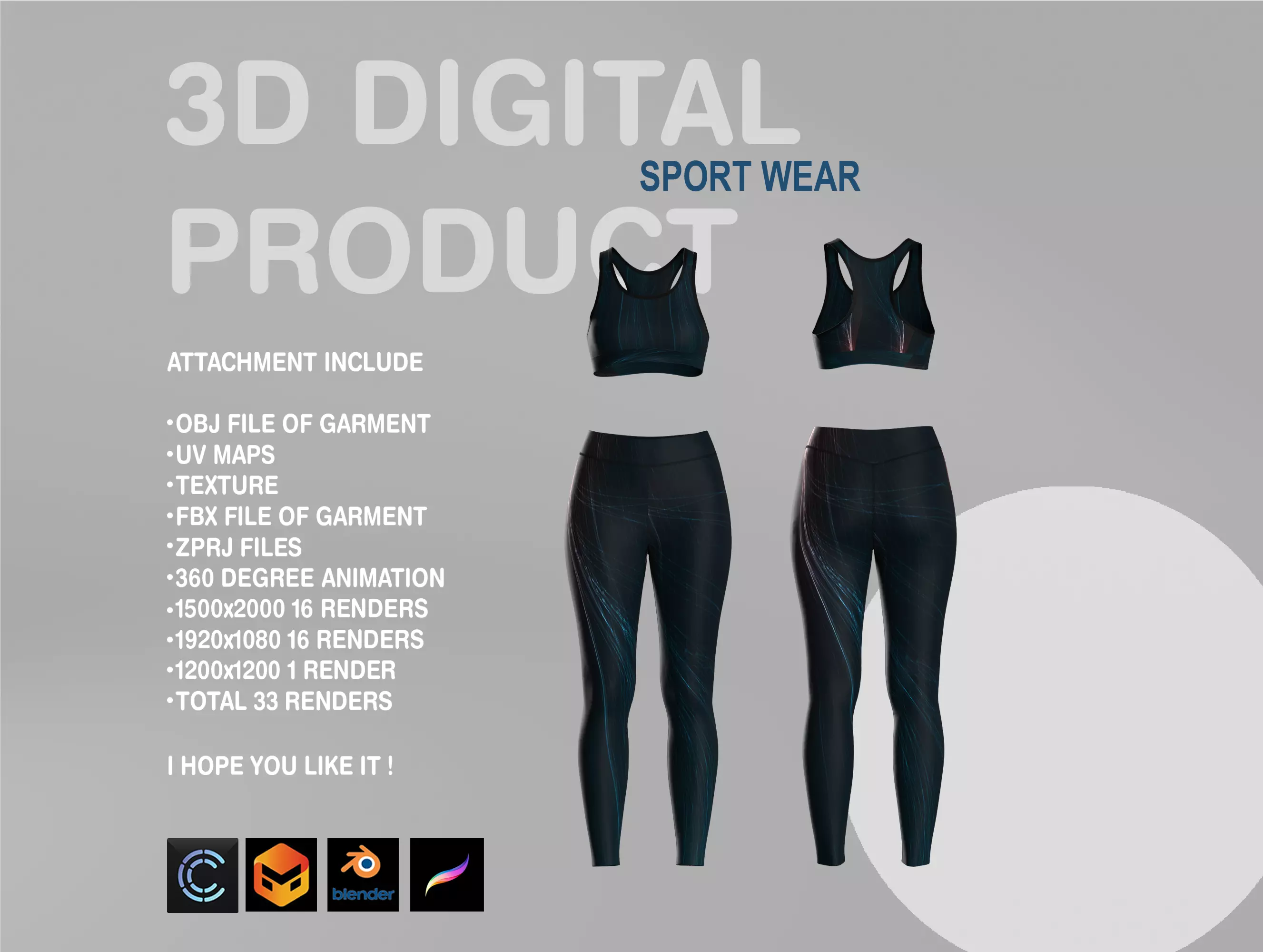 Female Sport Wear 3D model_0