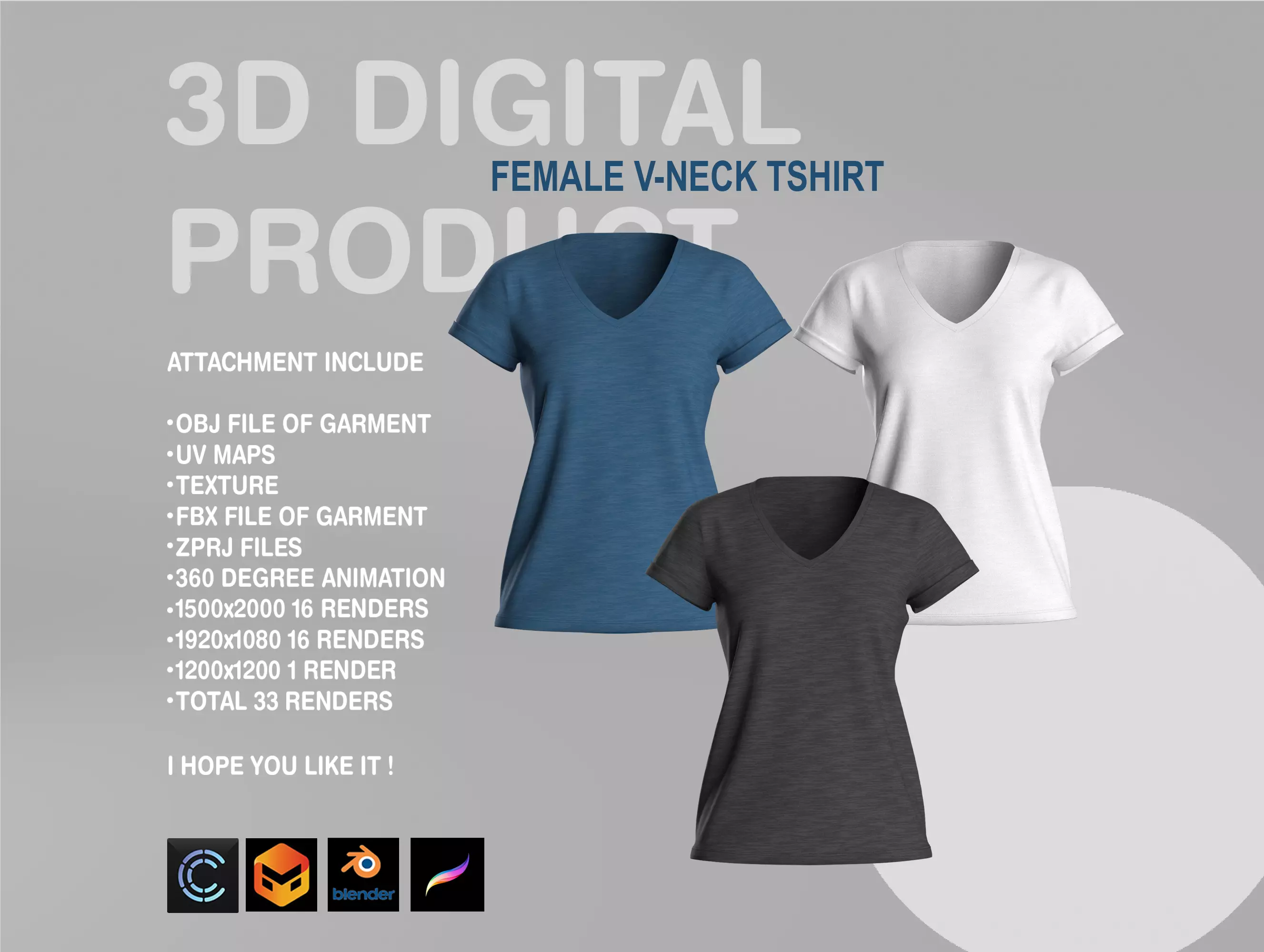 Female Tshirt 3D model_0