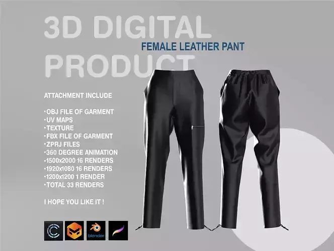 Female Leather Pant 3D model