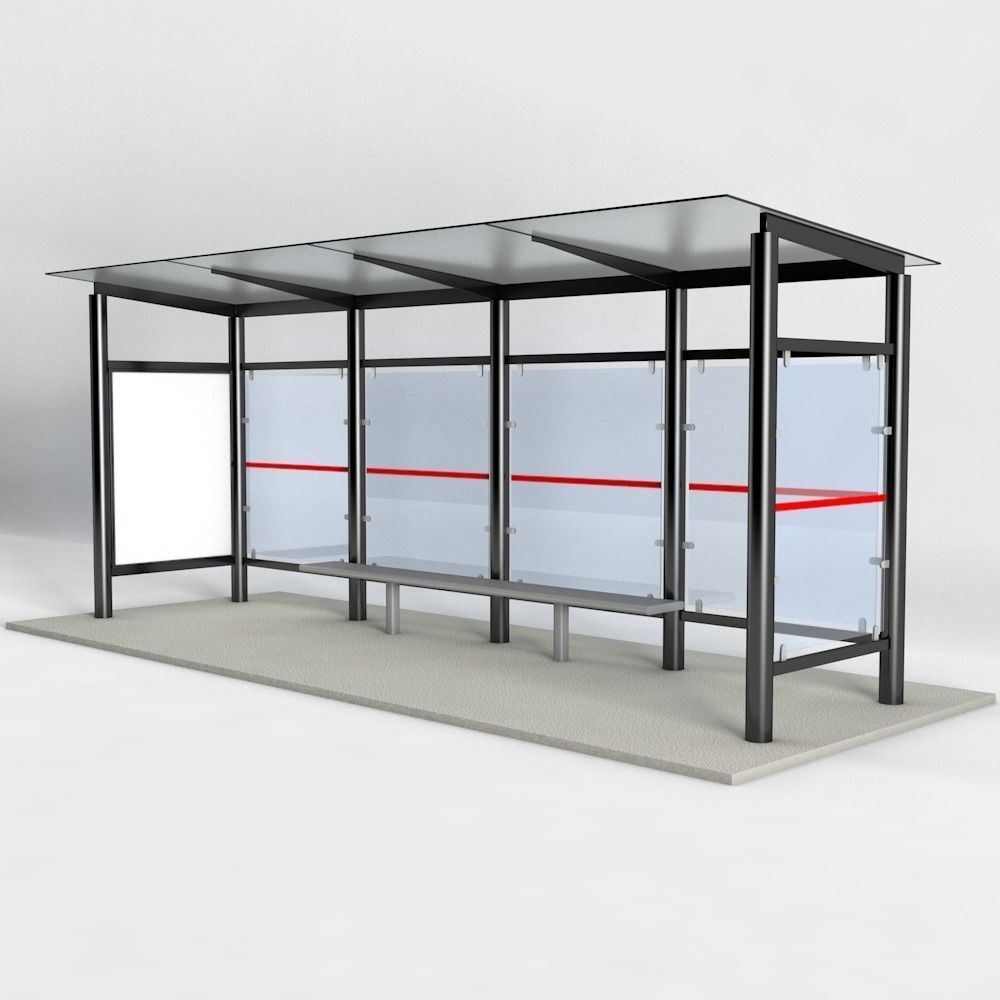 Bus Stop Low-poly 3D model_0